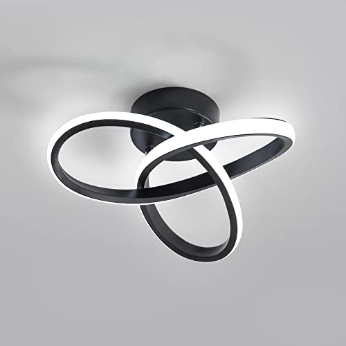 Goeco LED Ceiling Light, Modern Ceiling Lamp 20W 2200LM, Indoor Black Ceiling Light for Bedroom Kitchen Hallway Office Living Room, Diameter 25cm, Color Temperature 3000K/4500K/6500K