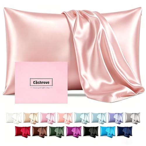 Silk Pillowcase for Hair and Skin Mulberry Silk Pillow Sheet Soft Breathable Smooth Both Sided Natural Silk Pillowcase with Zipper Beauty Sleep Silk Pillow Case 1 Pack for Gift(King,Baby Pink)