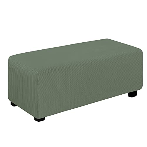 Easy-Going Stretch X-Large Rectangle Ottoman Cover Greyish Green - Folding Storage Footstool Furniture Protector Soft slipcover with Elastic Bottom