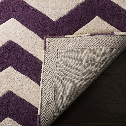 Safavieh Contemporary Indoor Hand Tufted Runner Area Rug, Chatham Collection, CHT715, in Purple / Ivory, 69 X 213 cm for Living Room, Bedroom or Any Indoor Space