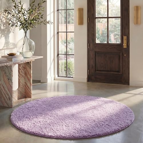 Safavieh August Shag Collection Shaggy Area Rugs for Living Room Dining Room Bedroom Short Pile Purple 4ft x 4ft