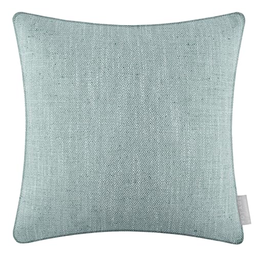 Voyage Maison Jedburgh Feather Filled Cushion – Herringbone Textured Woven Artisan Country Décor (Teal - 50x50cm)