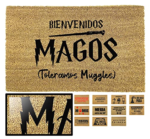 LUCA HOME – Original and Fun Natural Coconut Entrance Doormat, 33 x 60 cm, Ideal for Outdoor Doors, Covered Hallways and Entrances