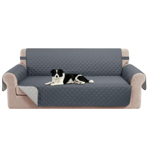 Luxshare Home Reversible Couch Cover for 3 Cushion, Sofa, Dark Blue - Couch Cover for Sofa, Pet Friendly Water Repellent Couch Sofa Cover, Washable Furniture Protector with Elastic Straps