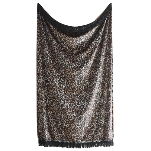 Laurence Llewelyn-Bowen, 100% Recycled Polyester, Velvet Throw, Gold, 130 x 180cm, Fringed Edge, Adult, Leopard Print, Animal Theme