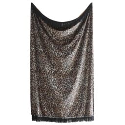 Laurence Llewelyn-Bowen, 100% Recycled Polyester, Velvet Throw, Gold, 130 x 180cm, Fringed Edge, Adult, Leopard Print, Animal Theme