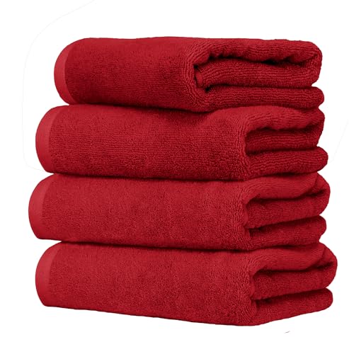 Ruggeri 4 Piece Guest Towel Set, 40x50 cm, Soft Cotton, Red