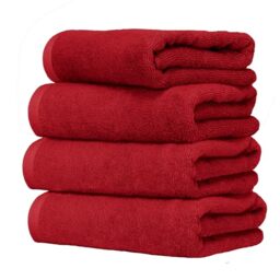 Ruggeri 4 Piece Guest Towel Set, 40x50 cm, Soft Cotton, Red