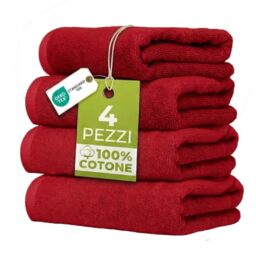 Ruggeri 4 Piece Guest Towel Set, 40x50 cm, Soft Cotton, Red
