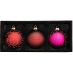 WeRChristmas Glass Baubles, Red/Purple, 3-Piece