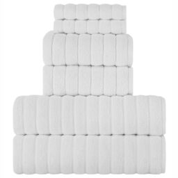 BERIBO Cloud 6 Piece Turkish Towel Set, 2x Bath, 2 Hand, 2 Face Towels, 620gsm, 100% Cotton (White)