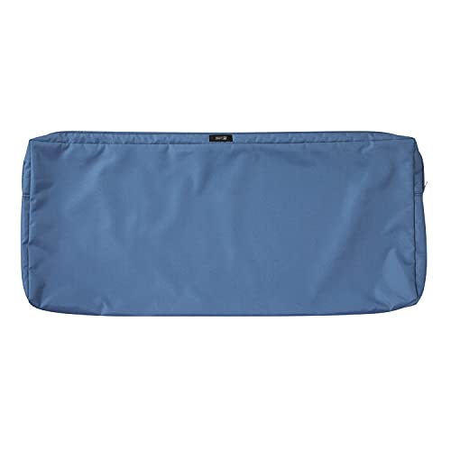 Classic Accessories Ravenna Water-Resistant 42 x 18 x 3 Inch Outdoor Bench/Settee Cushion Slip Cover, Patio Furniture Swing Cushion Cover, Empire Blue, Patio Furniture Cushion Covers