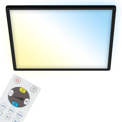 BRILONER - LED Ceiling Light with Remote Control, Slim, Backlight Effect, Adjustable Light - Warm White to Cool White, Living Room Light, LED Panel, Kitchen Lamp, 42x42x2.9 cm, Black