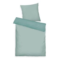 TOM TAILOR TWO -TONE SOLID COLORS Satin Bed Linen 80 x 80 cm + 155 x 220 cm, 100% Cotton/Satin, with Double Stitching on Pillow, Reversible Motif and Coloured Branded Zip, TWO Tone Solid Colours