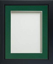 Frame Company Ainsworth Range Black 14x11 inch Picture Photo Frame with Bottle Green Mount for Image A4 * Choice of Sizes* Fitted with Real Glass