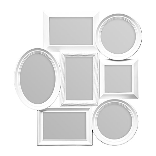 Premier Housewares Multi-Photo Frame for 7 Photos, White, 43 x 40 x 2 cm