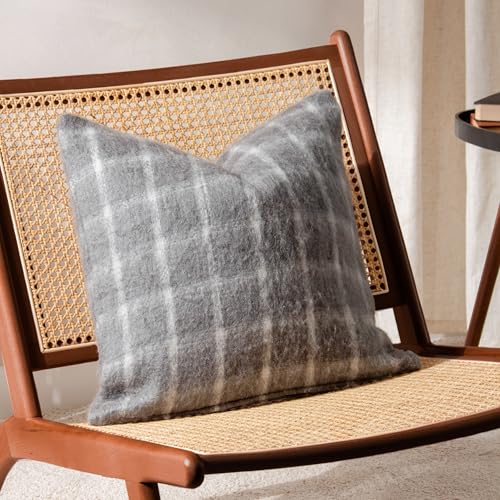 Yard Yarrow Check Faux Mohair Feather Rich Filled Cushion