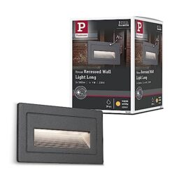 Paulmann 94383 LED Exterior luminaire recessed wall luminaire Long IP65 Warm White 103x58mm Rectangular incl. 1x4 watt Outdoor Lighting Black Outdoor lamp Aluminium Garden lamp 3000 K