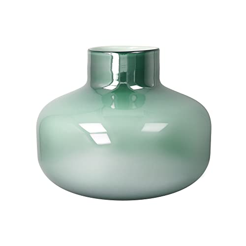 Glass Vase Silver Stone Light Green 20 cm