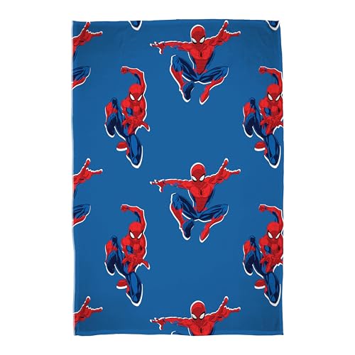Disney Spiderman Officially Licensed Sherpa Backed Fleece Blanket, Super Soft Warm Blanket - Zap Design - Perfect for Home, Bedroom, Sleepovers and Camping 100 x 150 cm