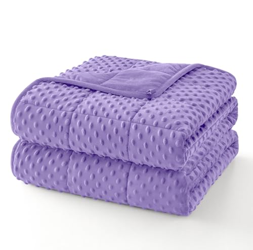 "Topcee Weighted Blanket King Size (20lbs 80""x87""), Minky Dots Heavy Blanket for Woman, Man Sleeping, Soft, Cozy and Cooling Weighted Throw Blankets, Machine Washable, Purple"