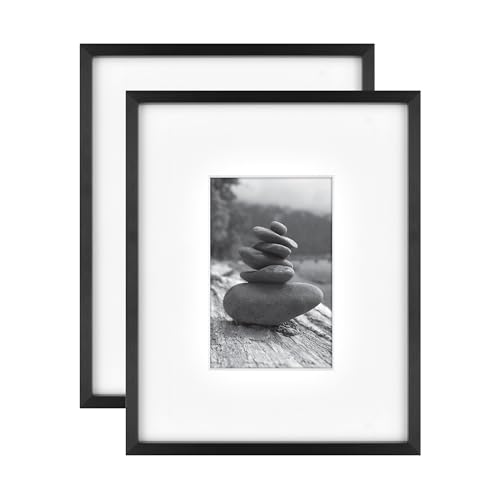 MCS Master & Co. Foundry Metal 8x10 Picture Frame, Display Pictures 4x6 With Mat or 8x10 Without Mat, Tabletop Picture Frame with Hinge Easel Back & Vertical or Horizontal Wall Hanging for Photos