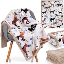 Horse Blanket for Girls - Perfect Horse Gifts for Girls - Soft & Cozy 50x60 inch Throw Blanket, Loved by Kids and Granddaughters - Equestrian Gifts for Women