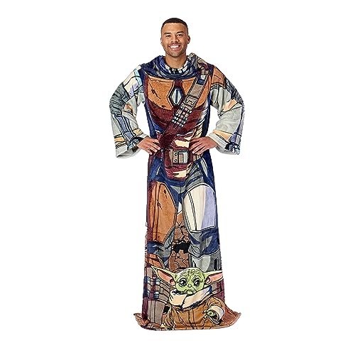 "Northwest Star Wars: The Mandalorian Comfy Mando Adult Silk Touch Comfy Throw Blanket with Sleeves, 48"" x 71"""