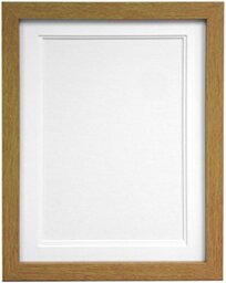 "H7 Oak Picture Photo Frame With White Double Mount 12""x10"" for Pic Size 10""x8"""