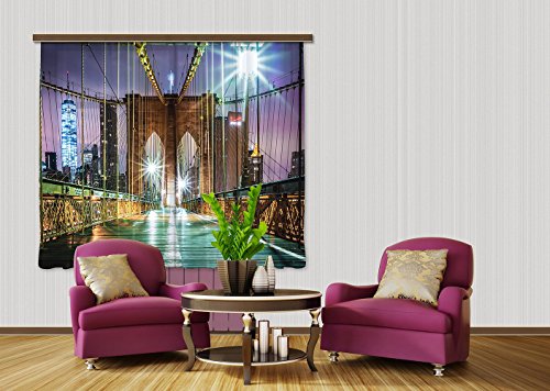 AG DESIGN Brooklyn Bridge, Curtain, 140 x 245 cm, FCSXL 4817, Light, 100% PES, Multi-Colour, 0.1 x 140 x 245 cm