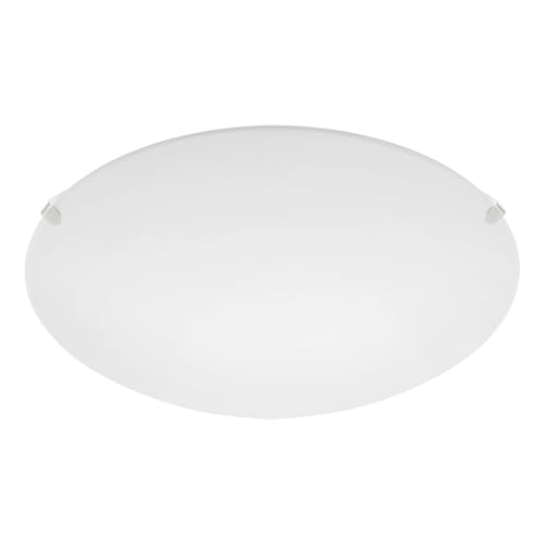 Eglo Mars 1-Flame Steel Ceiling Light, White Colour and White satined Glass wall lamp, E27 Socket