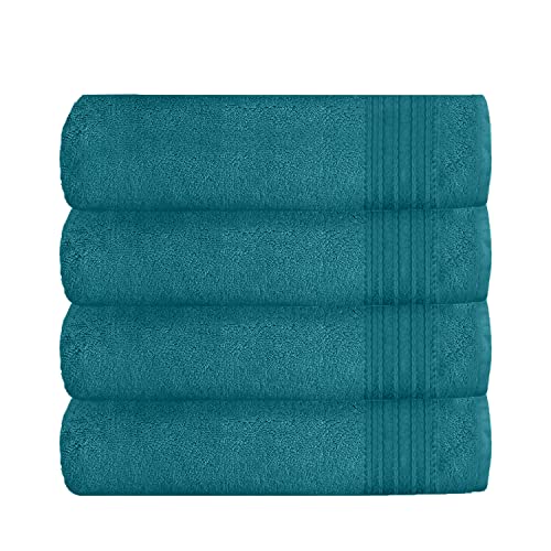 GC GAVENO CAVAILIA Luxury Super Soft 4-Pack Bathroom Hand Towels Set, 100% Egyptian Cotton Bath Accessory Sets, New Hampton, Teal