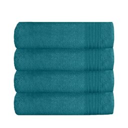 GC GAVENO CAVAILIA Luxury Super Soft 4-Pack Bathroom Hand Towels Set, 100% Egyptian Cotton Bath Accessory Sets, New Hampton, Teal