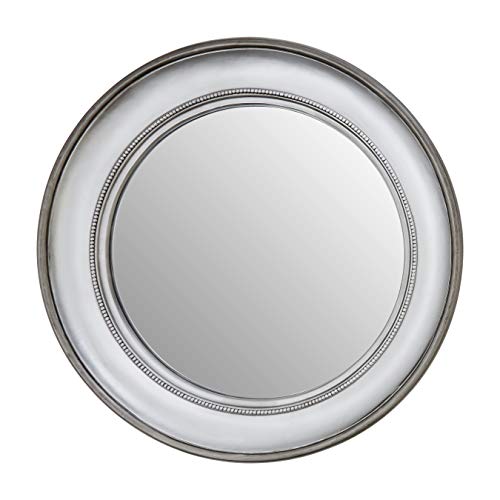 Premier Housewares Round Wall Mirror/Classic Mirrors For Bathroom/Bedroom/Garden Walls Fancy Wall Mounted Mirrors For Hallway With Metallic Silver Finish W91 X D7 X H91cm