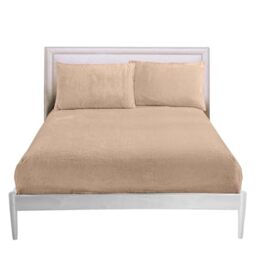 GC GAVENO CAVAILIA Fitted Sheet Single Bed (91x193 cm) - Cozy Teddy Bear Bedding Fleece Fitted Sheets, Soft Fluffy Plain Single Bed Sheet 25cm Deep Elastic Corners - Washable & Easycare, Mink