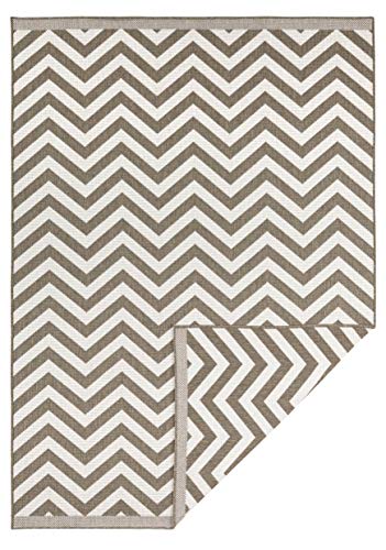 Bougari Palma Outdoor Rug Flat Weave Reversible Rug (80 x 250 cm, 100% Polypropylene, Durable and Easy to Clean, UV and Moisture Resistant, Suitable for Underfloor Heating), Brown Cream