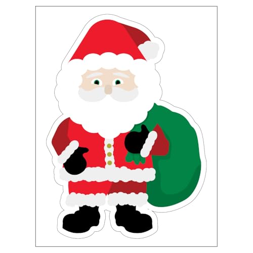 V Safety Father Christmas Window Stickers, Reusable Christmas Window Decorations Window Santa Sticker Christmas Sign Window Sticker 340 x 450 mm, Red