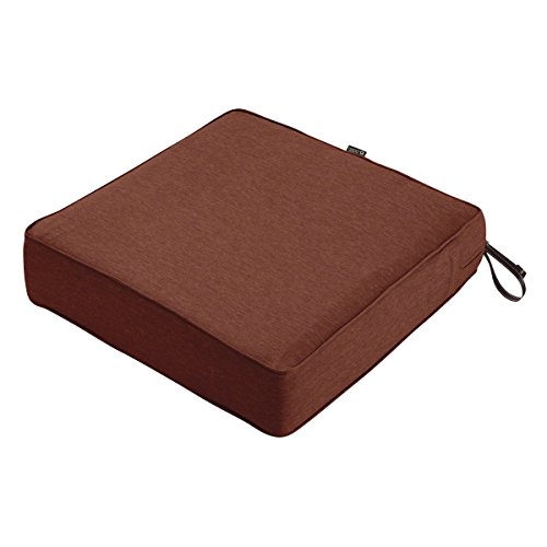 "Classic Accessories Montlake FadeSafe Square Patio Lounge Seat Cushion - 5"" Thick - Heavy Duty Outdoor Patio Cushion with Water Resistant Backing, Heather Henna Red, 25""W x 25D x 5T (62-020-HHENNA-EC)"