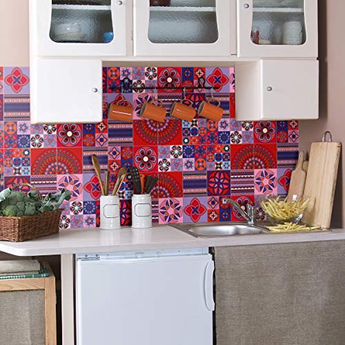 Ambiance Sticker Self-Adhesive Decorative Wall Decal Cement Tile for Bathroom and Kitchen Taj Mahal - Pack of 9 Stickers of 20 x 20 cm