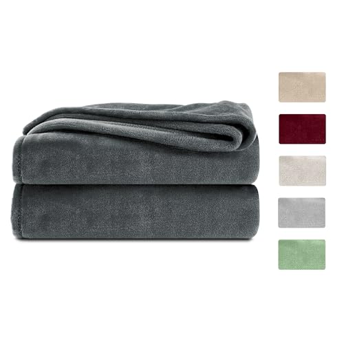 Komfortec Fleece Blanket, Throw for Sofa, Couch, Super Soft, Warm, 220x240 cm, Dark Green