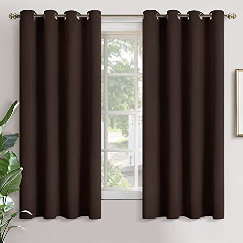 YoungsTex Brown Blackout Curtains for Bedroom 63 Inches Long - Chocolate Thermal Insulated with Grommet Room Darkening Drapes Privacy for Living Room, 2 Panels, 52 x 63 Inch
