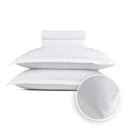 Pure Cotton 4-Piece Bed Linen Set for 2 People, 100% Cotton Satin, 200 Thread Count, 120 g/m², Oeko-Tex, Flat Sheet 240 x 300 cm, Fitted Sheet 180 x 200 x 30 cm, 2 Pillowcases 63 x 63 cm, Dobby