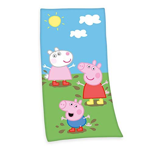 Herding Peppa Pig Bath Towel, 75 x 150 cm, Cotton/velour, multi-coloured