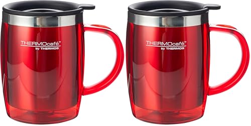 Thermos ThermoCafé 187094 Translucent Desk Mug, Red, 450 ml (Pack of 2)