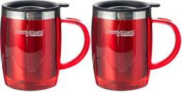 Thermos ThermoCafé 187094 Translucent Desk Mug, Red, 450 ml (Pack of 2)