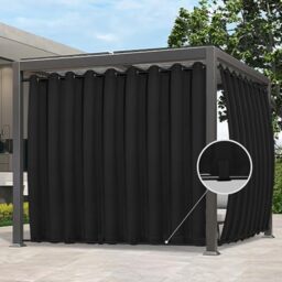 "Easy-Going Outdoor Curtains Waterproof, Windproof, Weatherproof for Patio, Cabana, Porch, Pergola and Gazebo, Grommet Top & Bottom Tabs, 1 Panel, 150"" x 108"""