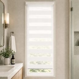 VOUNOT® Day and Night Blinds No Drill, Zebra Roller Blinds for Windows, Double Layer Translucent and Blackout Fabric, Easy Installation Window Shades, White, 50 x 150 cm