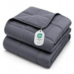 "L'AGRATY Weighted Blanket (Dark Grey, 60""x80""-20lbs) Queen Size Cooling Breathable Heavy Blanket Microfiber Material with Glass Beads"