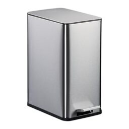 Relaxdays Bathroom Pedal Bin, 10 Litres, Soft-Close Lid, Removable Inner Bucket, Metal, Sanitary Waste Disposal, Silver
