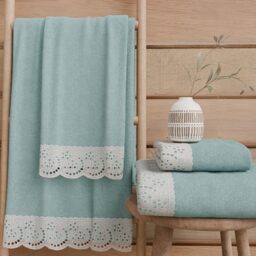 PETTI Artigiani Italiani - 100% Cotton Terry Bath Towels, 1+1 Towel Set, 2 Pieces 1 Face Towel and 1 Hand Towel, Aquamarine